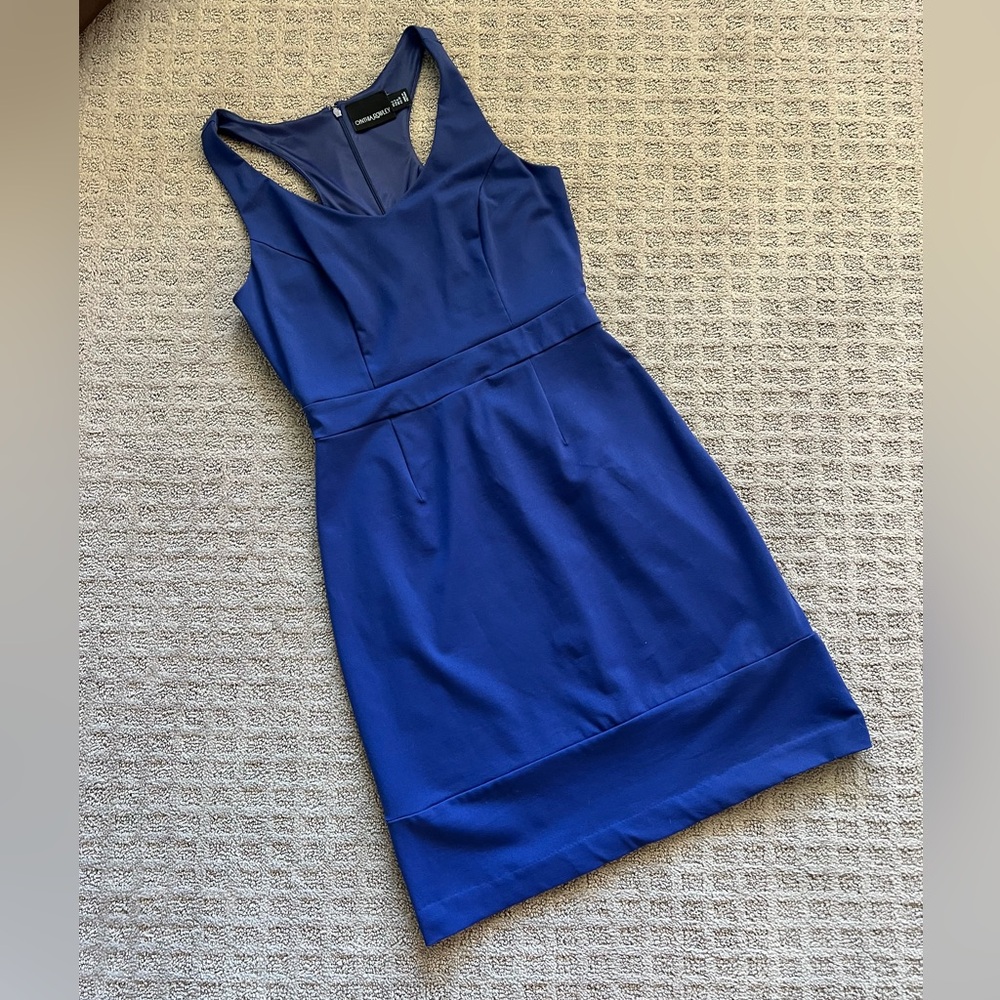 Cynthia Rowley Racerback Sheath Dress V-Neck Navy
